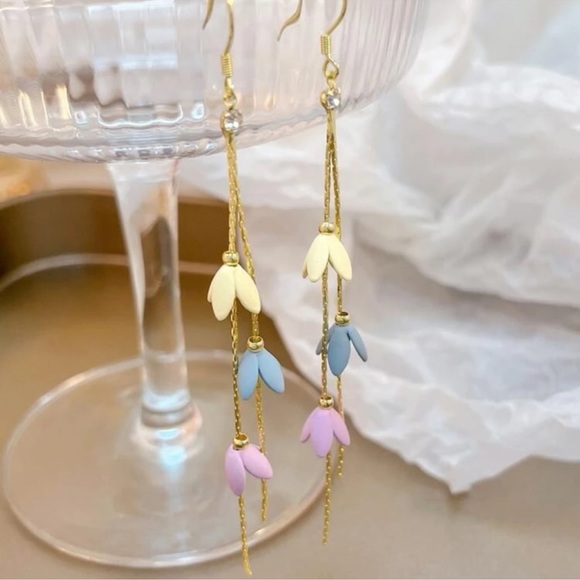 COPY - Petal Drop Tassel Earrings - Picture 4 of 5